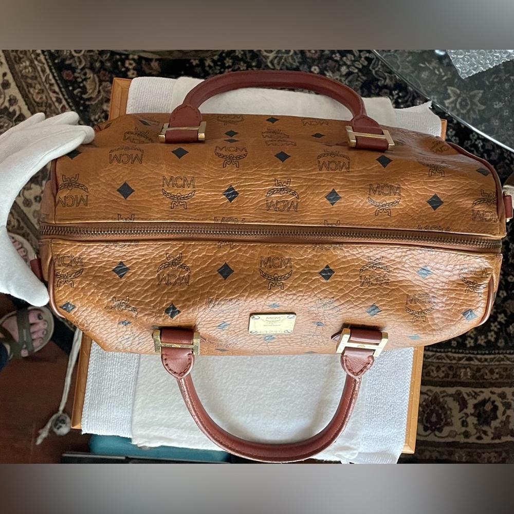 MCM Authentic Vintage Tan and Brown Visetos Handbag - Picture 7 of 16